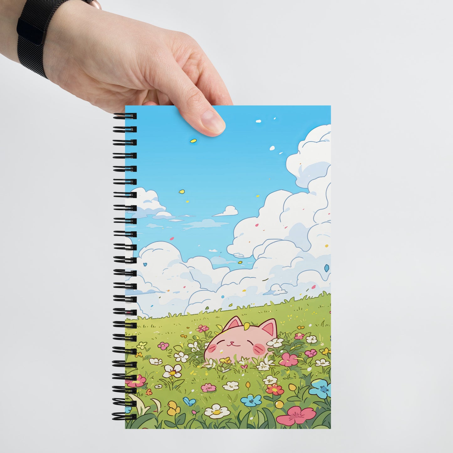 Kawaii Neko Cute Spring Pink Cat Anime Drawing Notebook