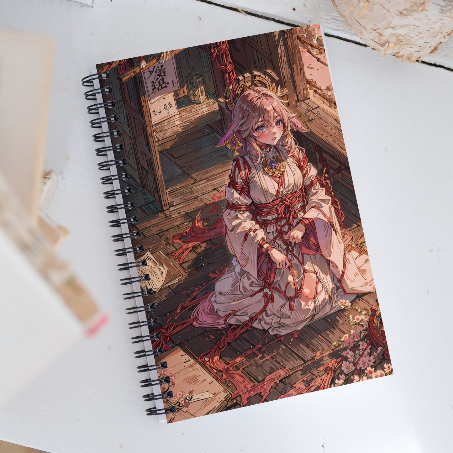 Kawaii Yae Miko Genshin Fall Theme Anime Drawing Notebook