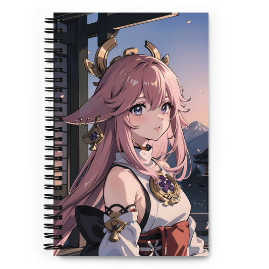 Kawaii Yae Miko Genshin Sunset Anime Drawing Notebook