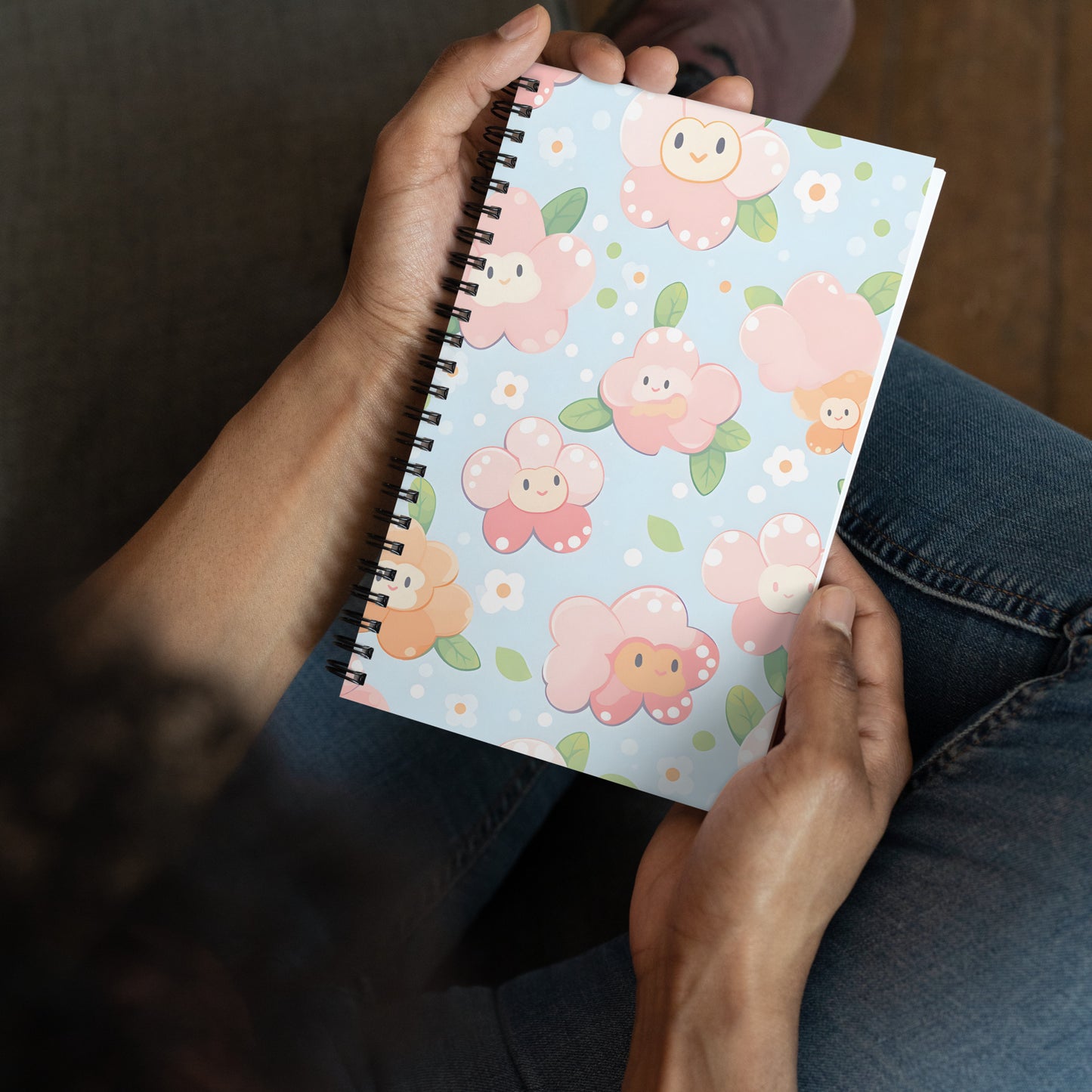 Kawaii Cute Anime Fall Flowers  Pastel Notebook