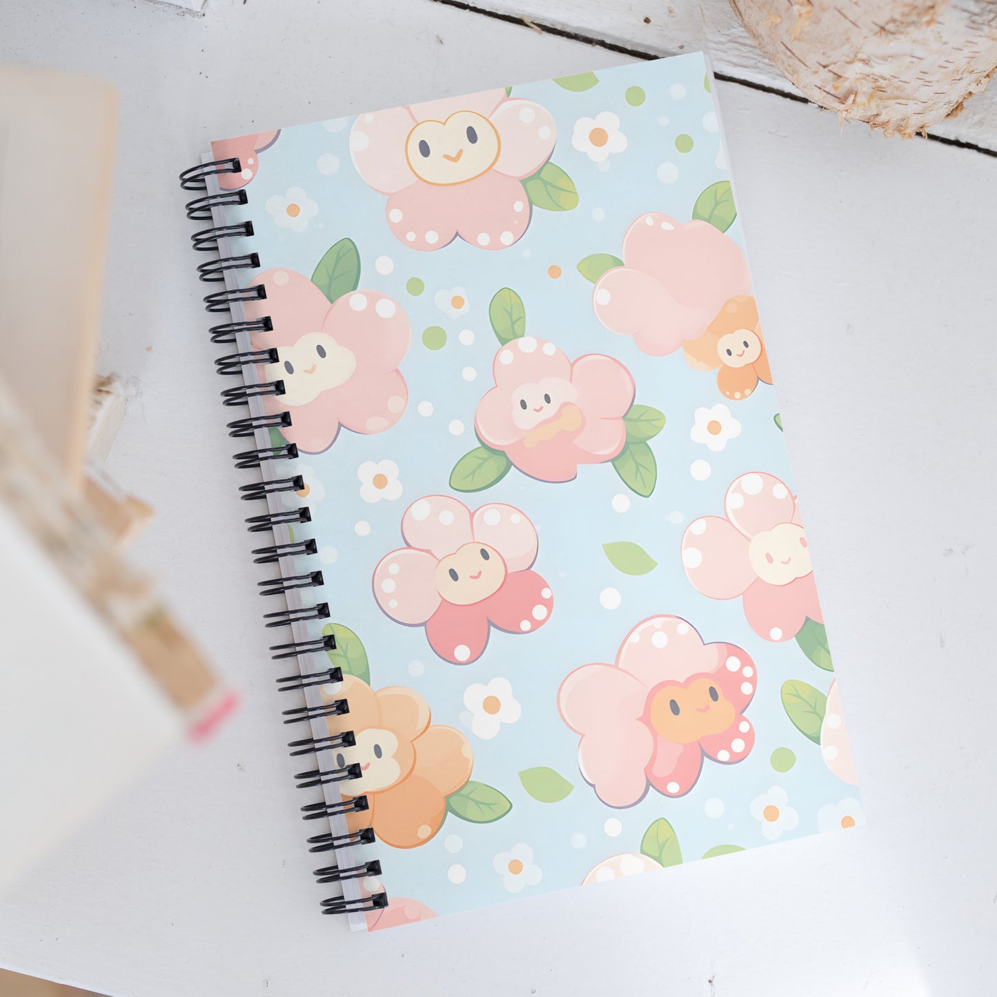 Kawaii Cute Anime Fall Flowers  Pastel Notebook