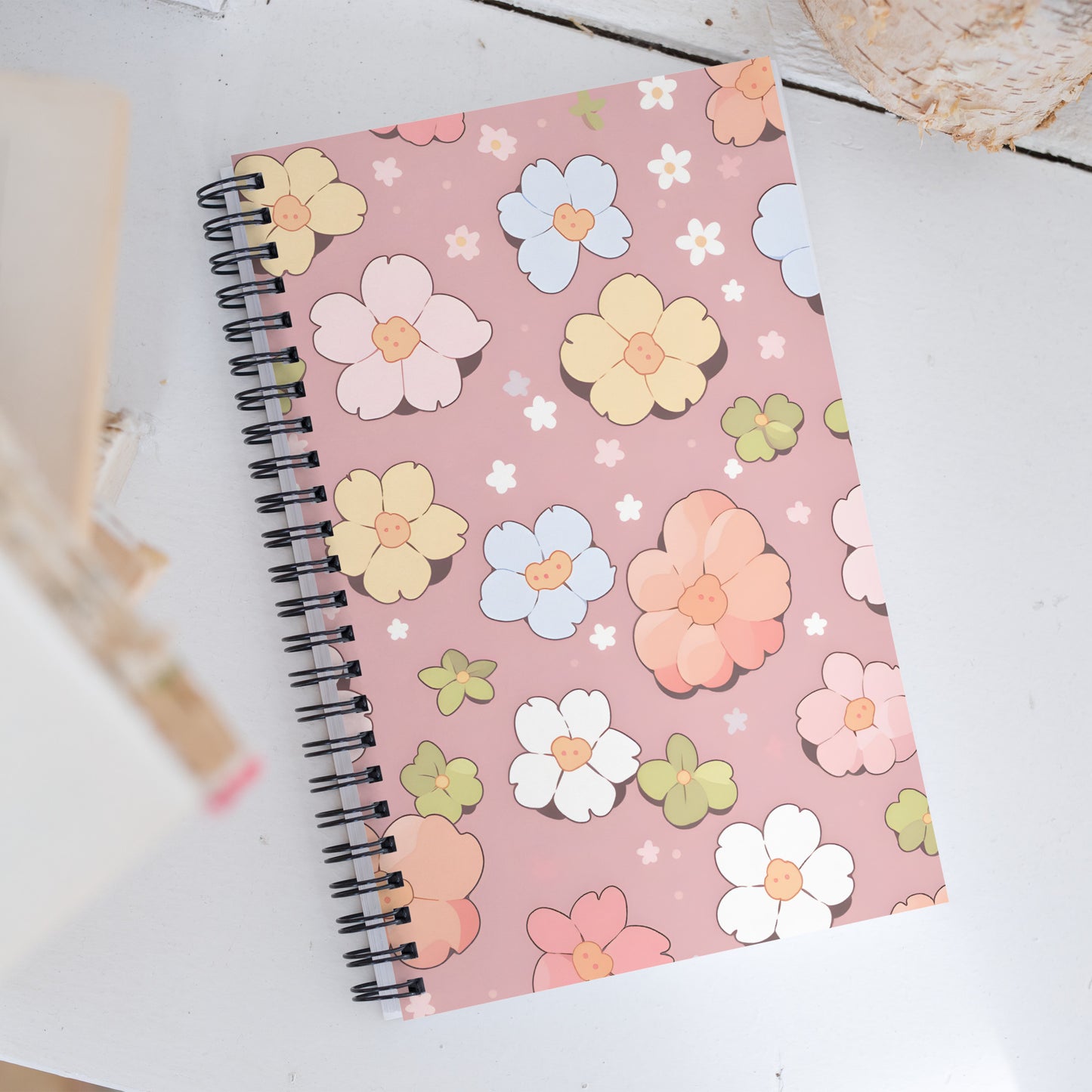 Kawaii Cute Fall Flowers Pastel Notebook