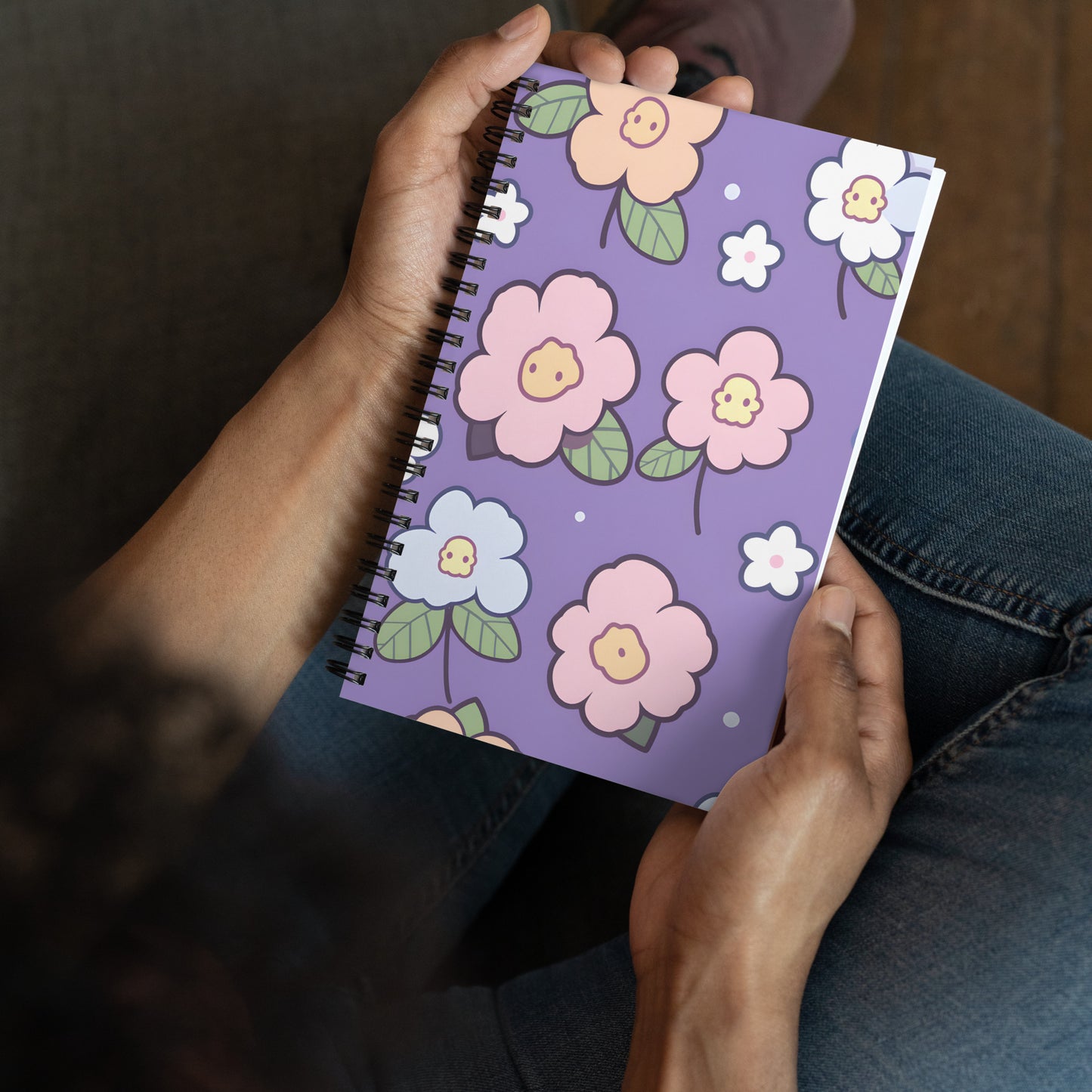 Cute Spooky Halloween Flowers Purple Notebook