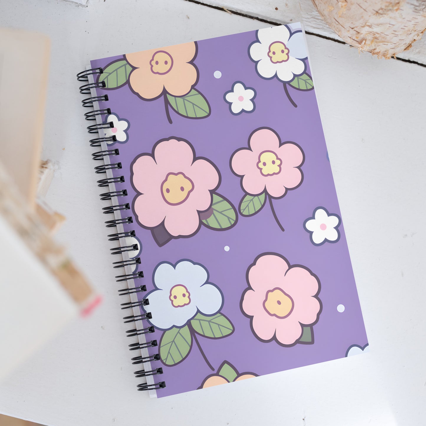 Cute Spooky Halloween Flowers Purple Notebook