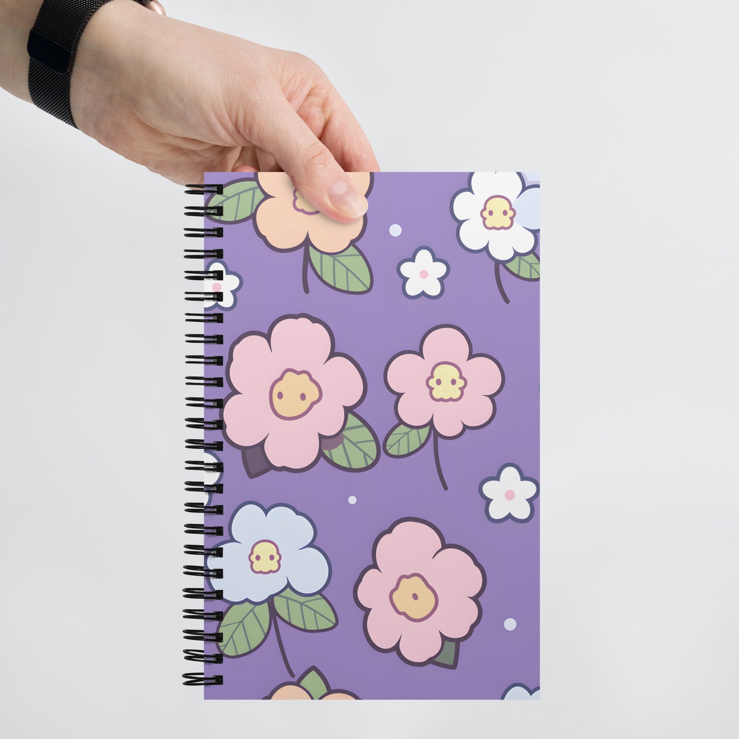 Cute Spooky Halloween Flowers Purple Notebook