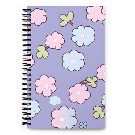 Cute Doodle Colorful Flowers Drawing Purple Notebook