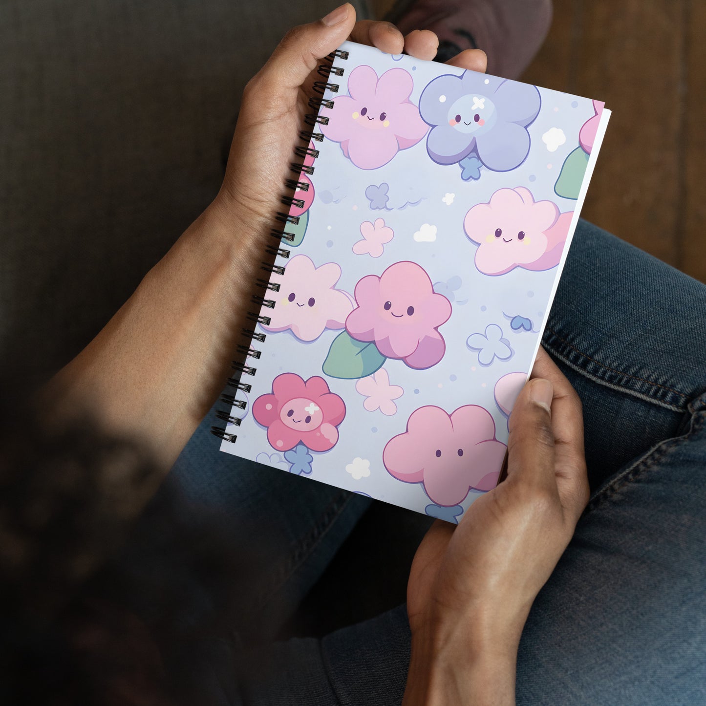 Kawaii Anime Star Flowers Pastel Notebook