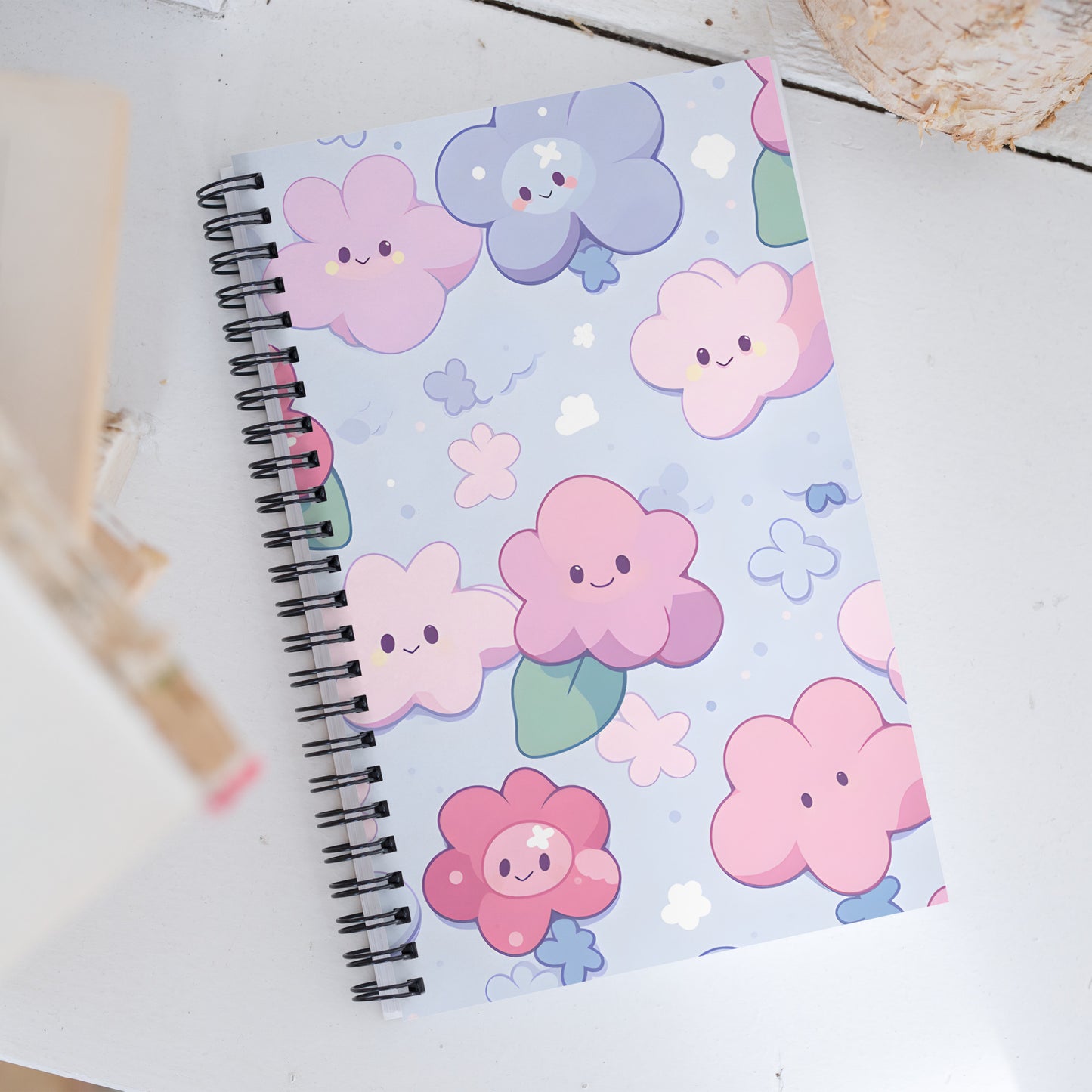 Kawaii Anime Star Flowers Pastel Notebook