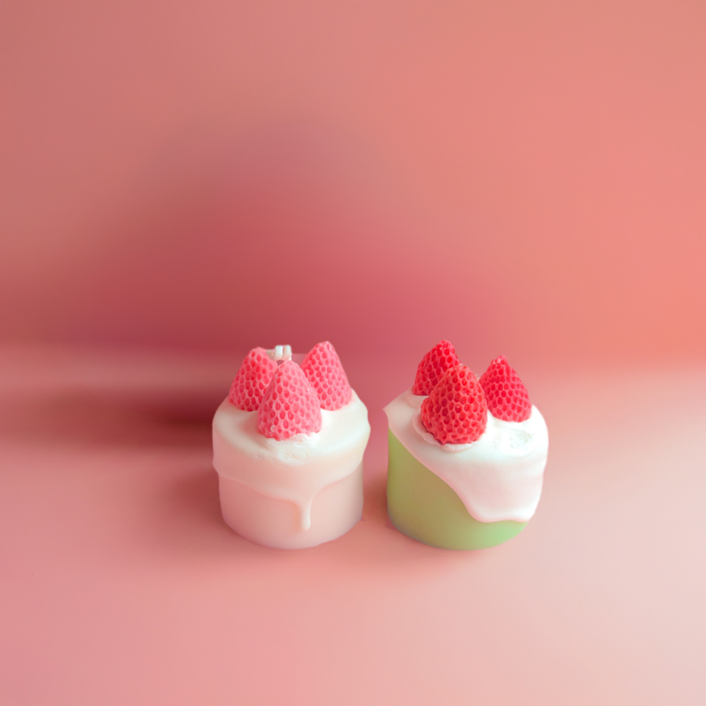 Kawaii Mini Strawberry Dessert Cake Candle