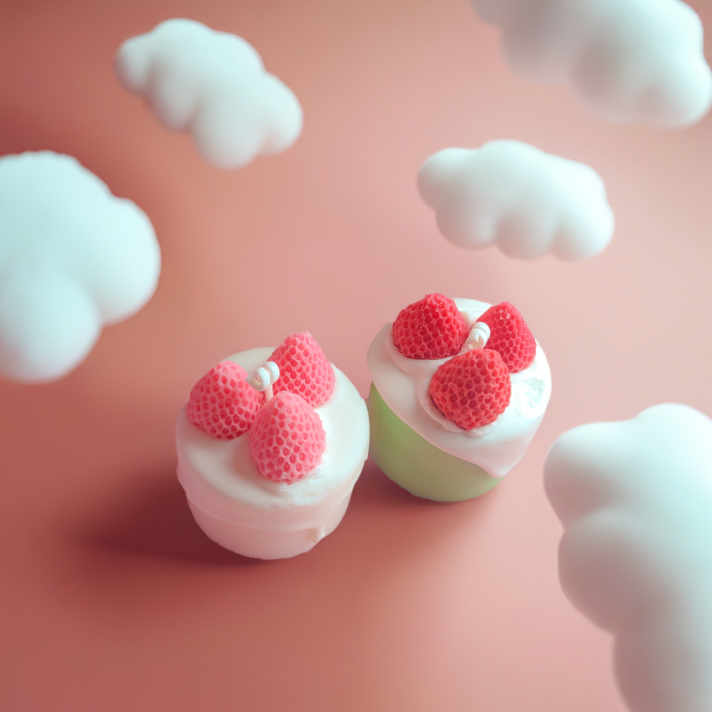 Kawaii Mini Strawberry Dessert Cake Candle