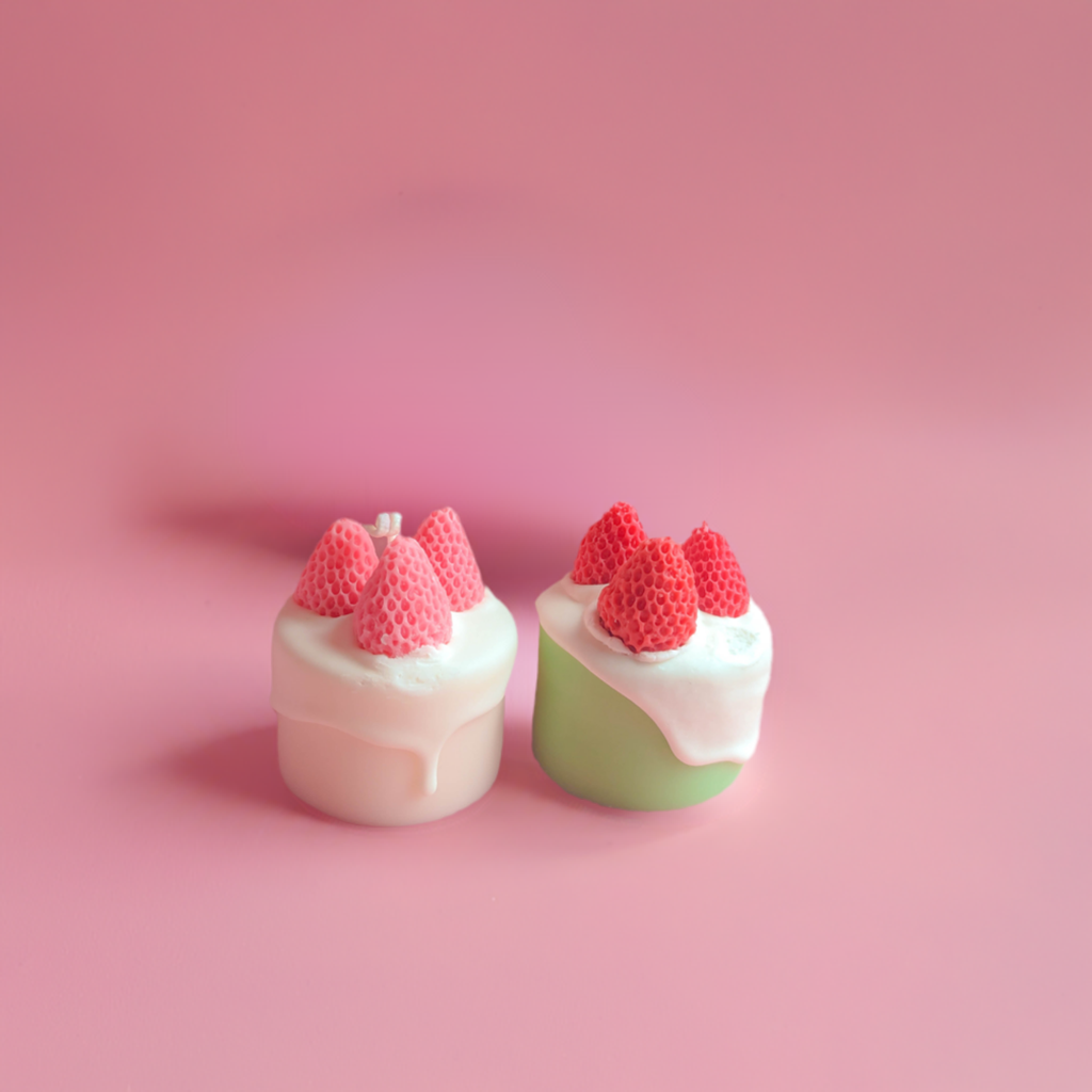 Kawaii Mini Strawberry Dessert Cake Candle