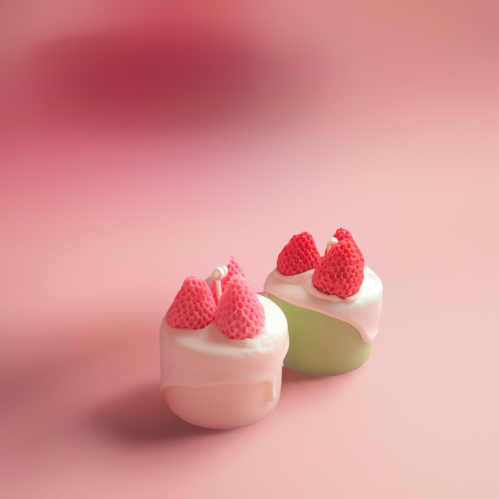 Kawaii Mini Strawberry Dessert Cake Candle