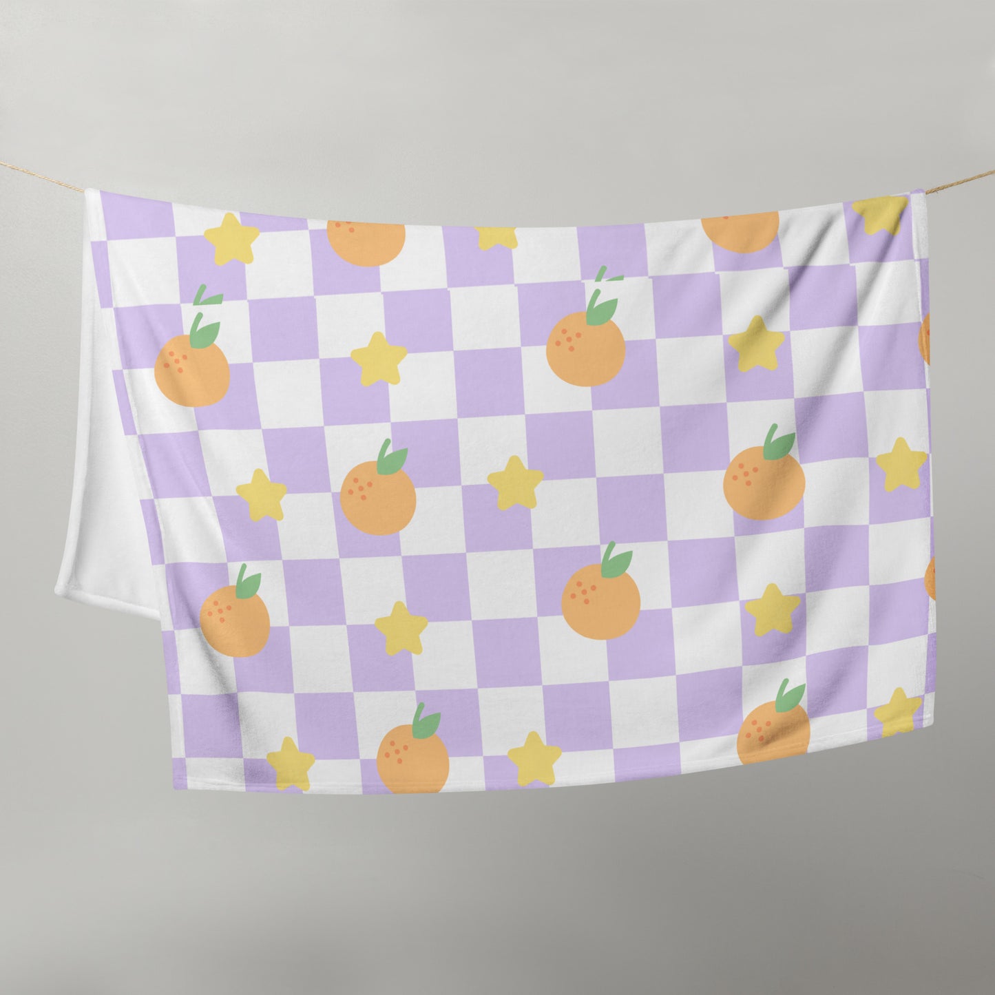 Cute Retro Purple Orange Checker Y2K 90's Plaid Throw Blanket