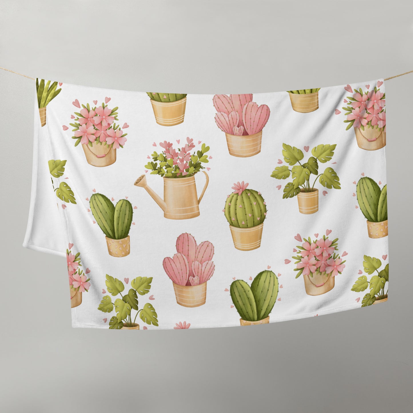 Adorable Succulent Plant Flower Garden White Throw Blanket