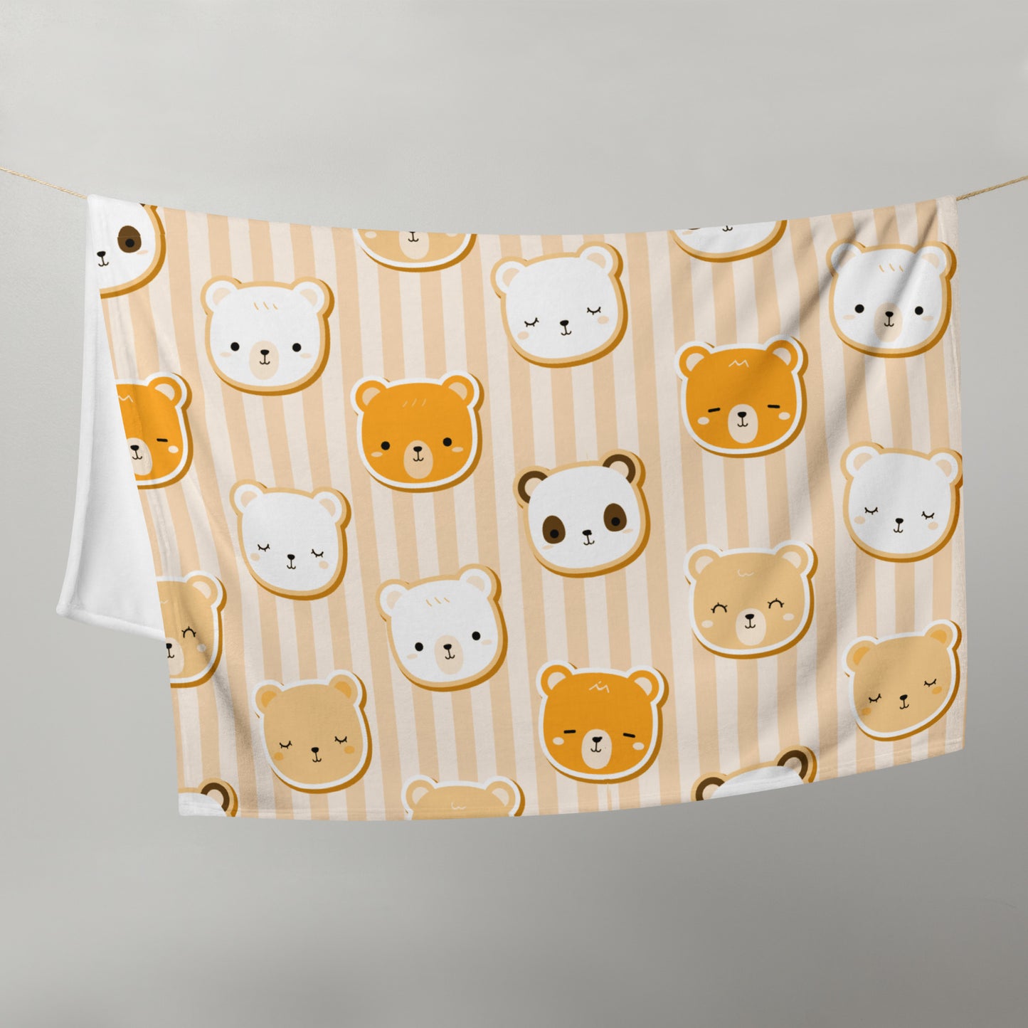 Kawaii Korean Brown Cartoon Bear Cute Y2K Orange Throw Blanket