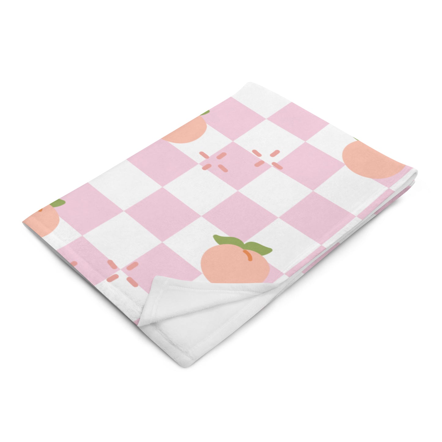 Cute Retro Pink Peach Checker Y2K 90's Plaid Throw Blanket