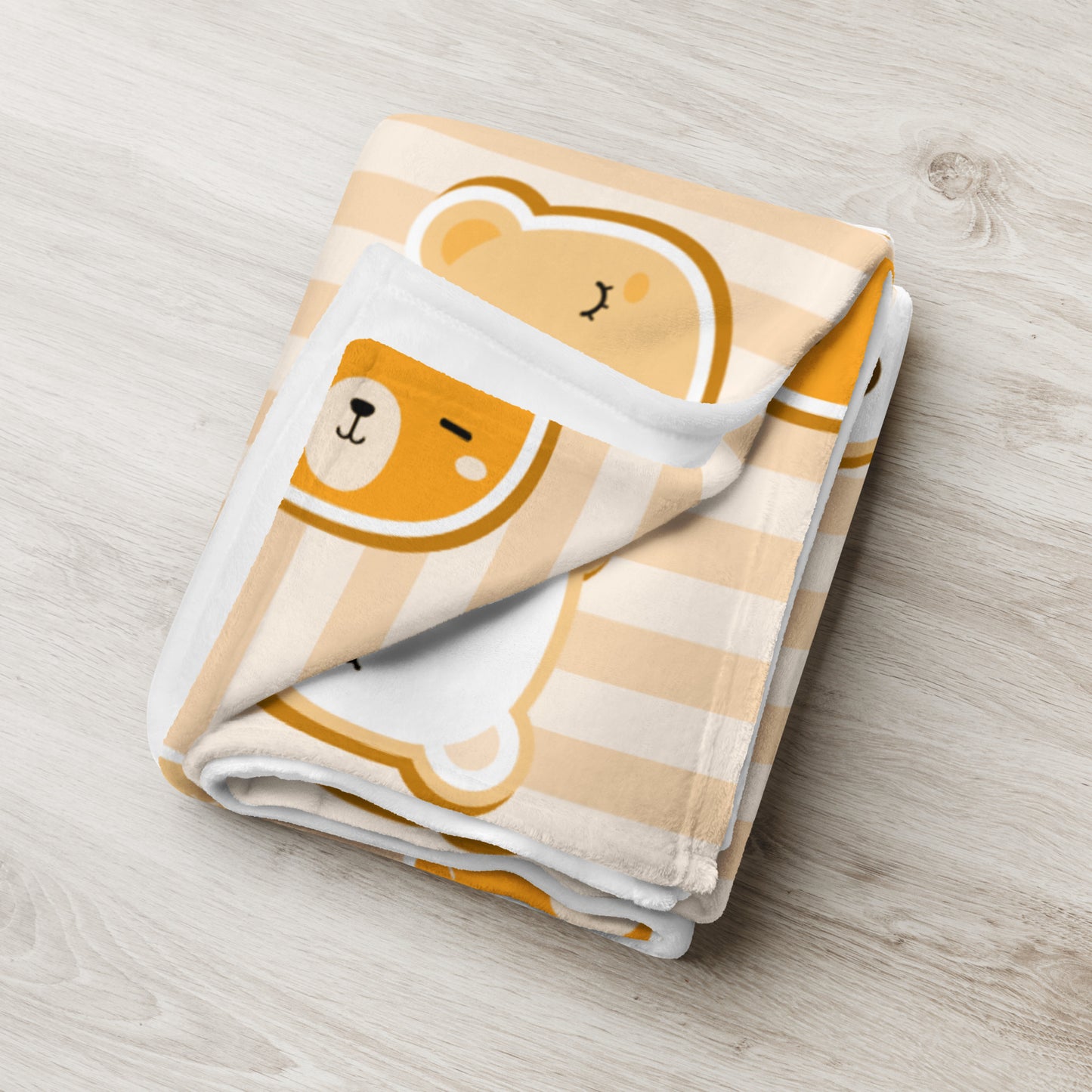 Kawaii Korean Brown Cartoon Bear Cute Y2K Orange Throw Blanket