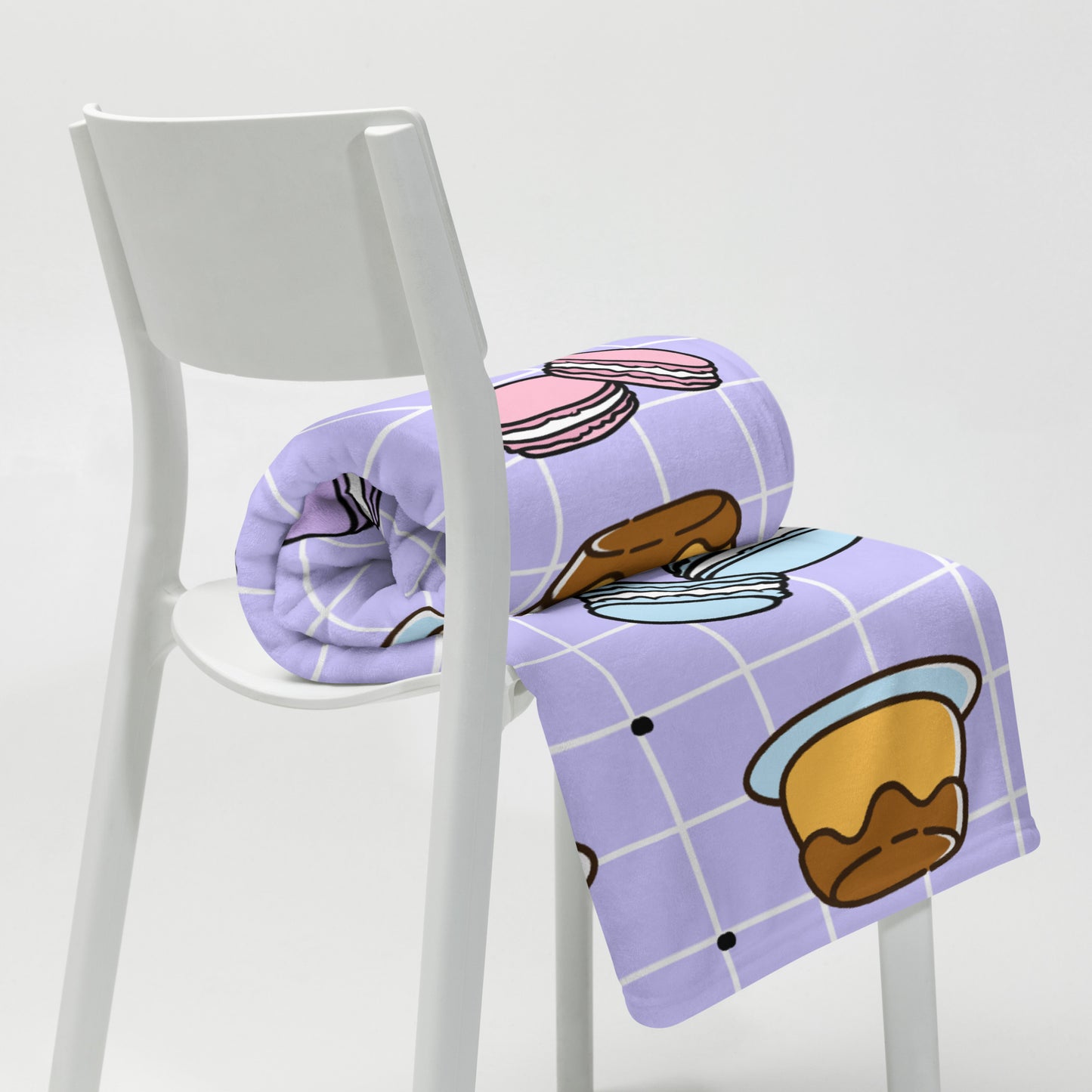 Adorable 90's Pastel Purple Retro Y2K Checker Plaid Pudding Macaron Throw Blanket