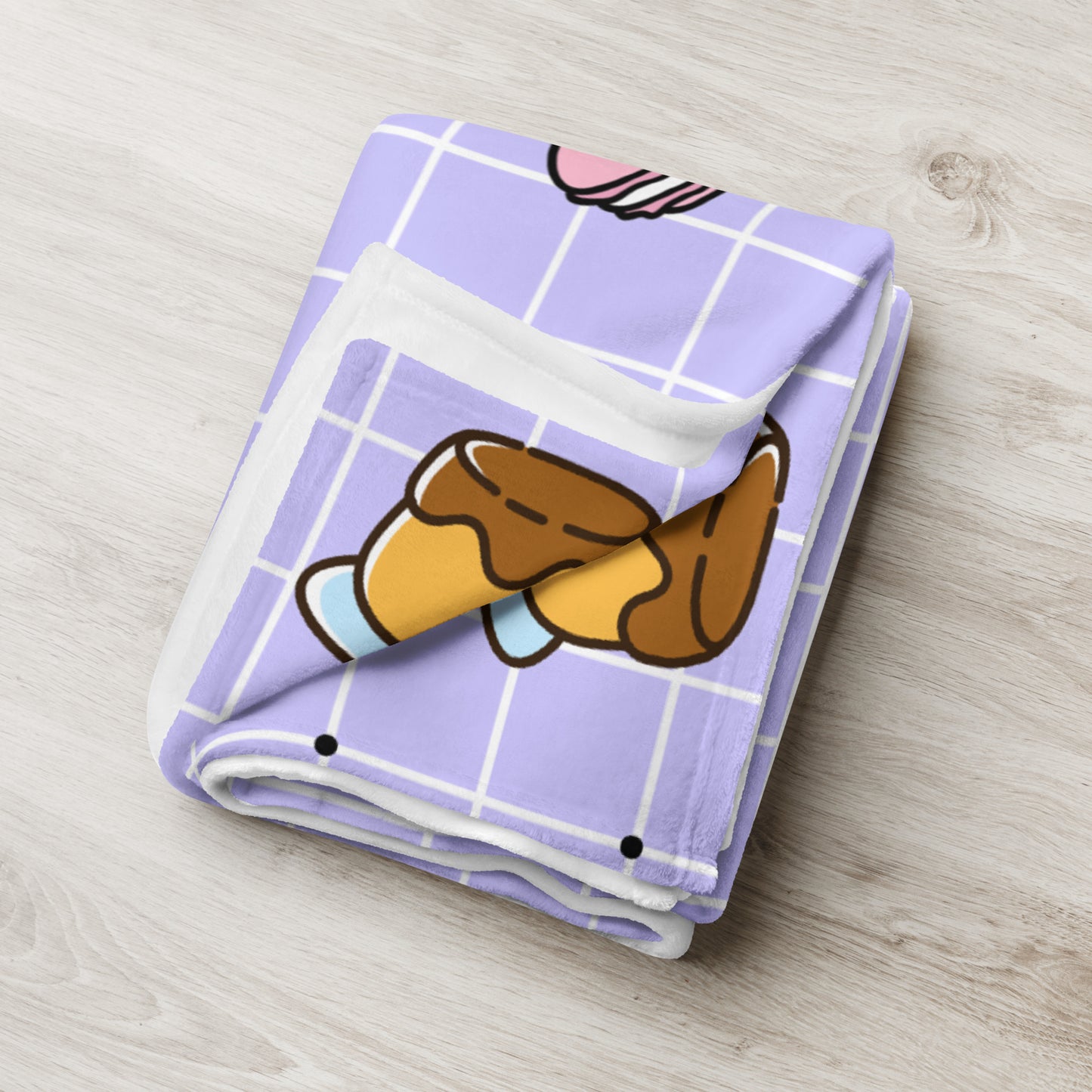 Adorable 90's Pastel Purple Retro Y2K Checker Plaid Pudding Macaron Throw Blanket