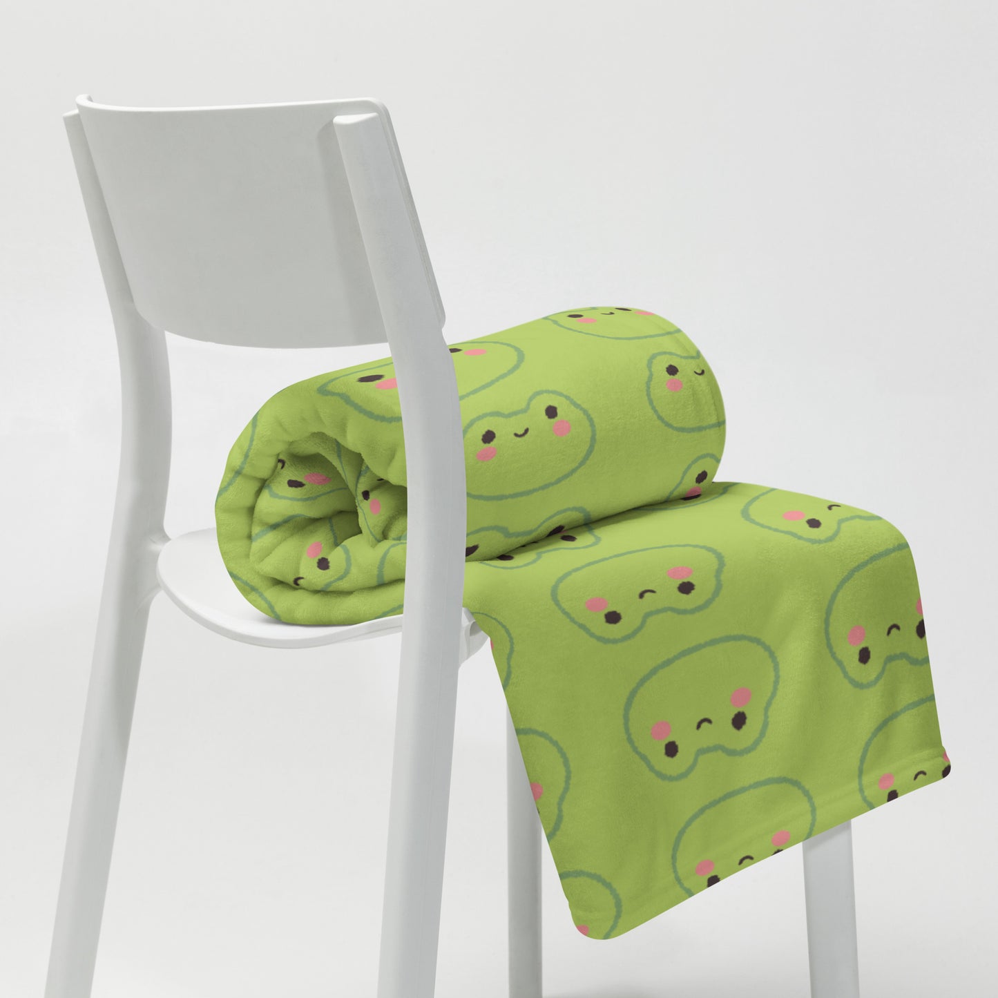 Cute Green Korean Cartoon Frog Pattern Kawaii Soft Throw Blanket