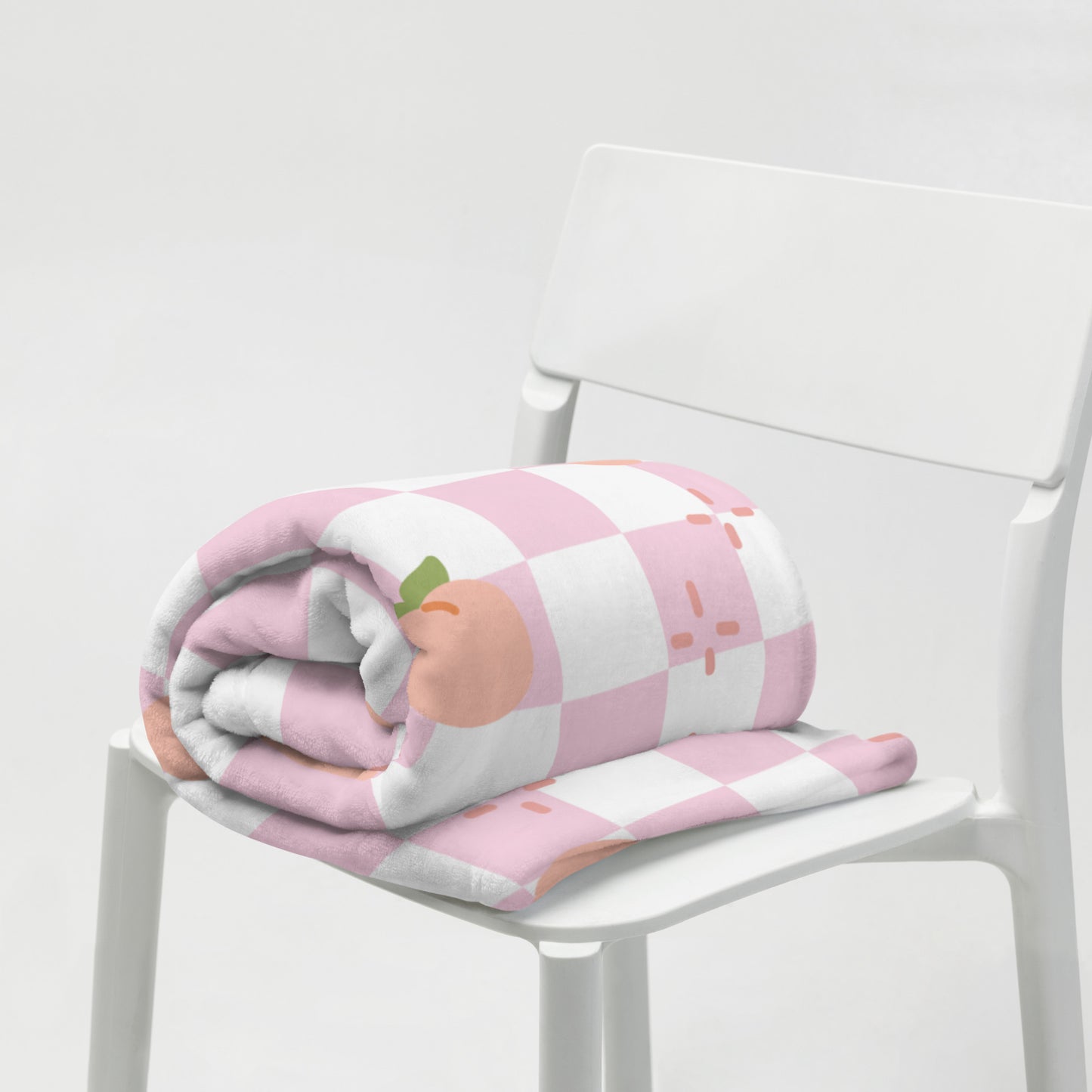 Cute Retro Pink Peach Checker Y2K 90's Plaid Throw Blanket