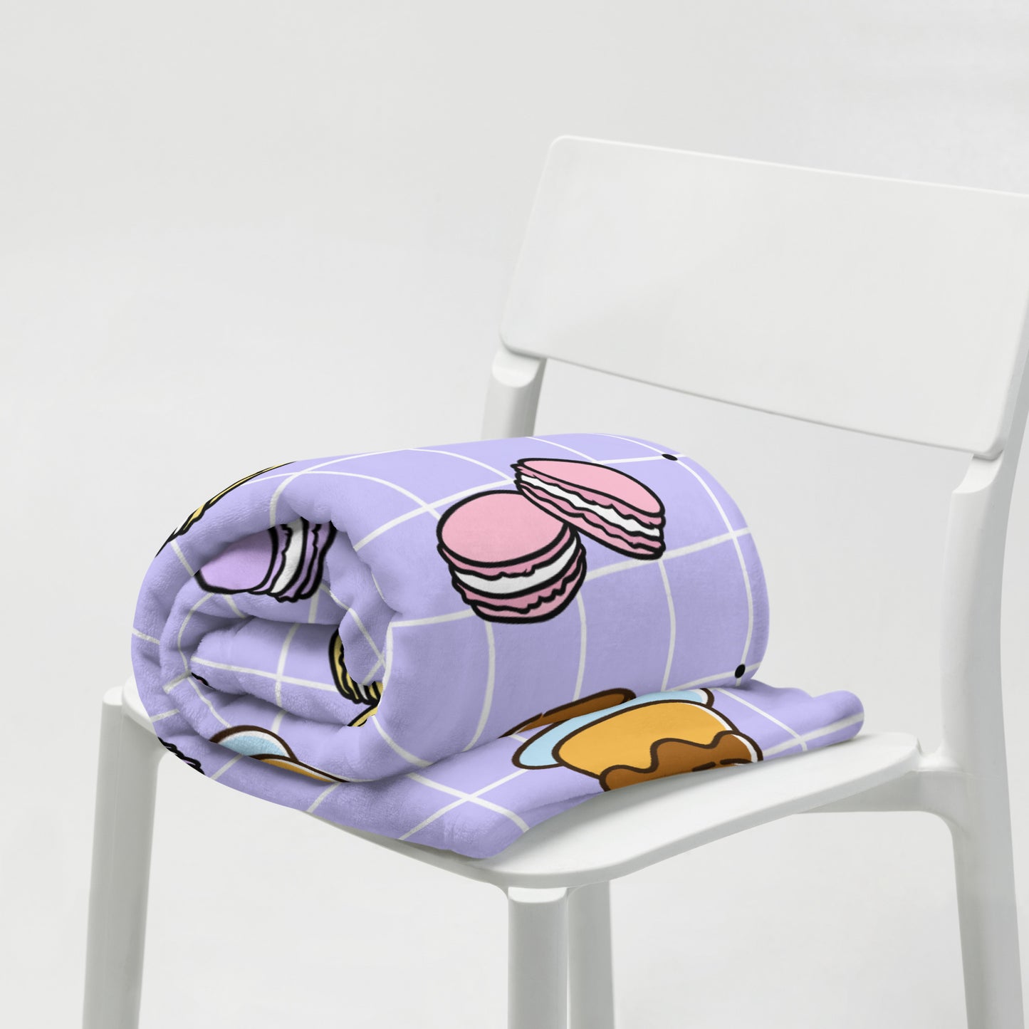 Adorable 90's Pastel Purple Retro Y2K Checker Plaid Pudding Macaron Throw Blanket