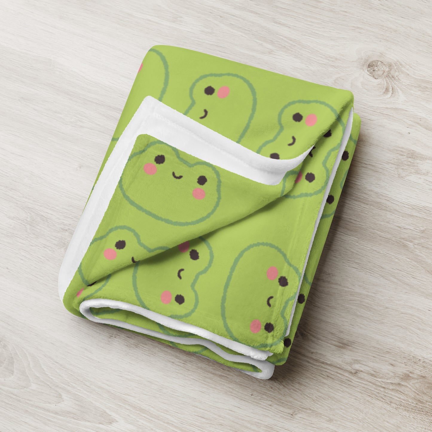 Cute Green Korean Cartoon Frog Pattern Kawaii Soft Throw Blanket