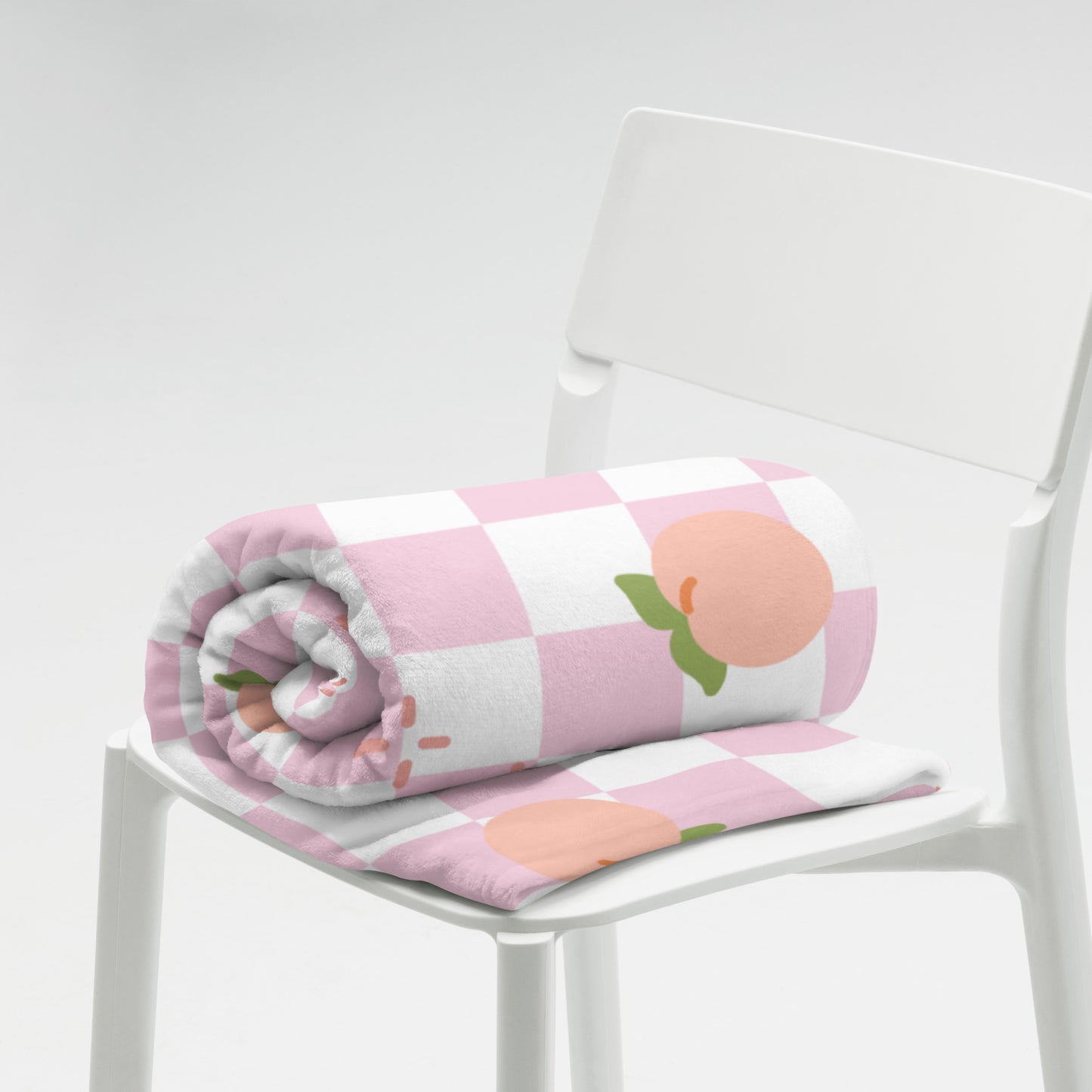 Cute Retro Pink Peach Checker Y2K 90's Plaid Throw Blanket