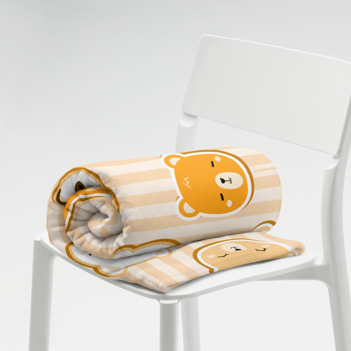 Kawaii Korean Brown Cartoon Bear Cute Y2K Orange Throw Blanket