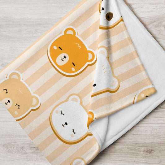 Kawaii Korean Brown Cartoon Bear Cute Y2K Orange Throw Blanket