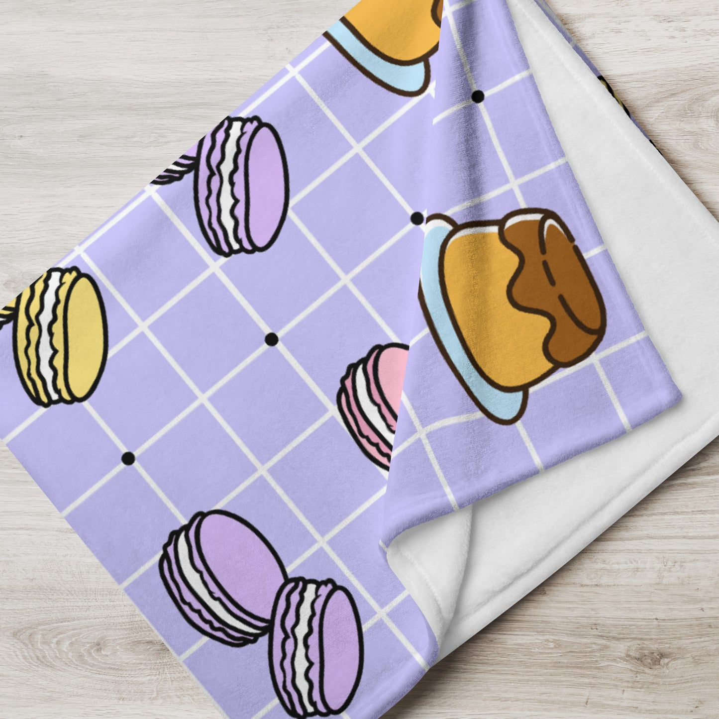 Adorable 90's Pastel Purple Retro Y2K Checker Plaid Pudding Macaron Throw Blanket