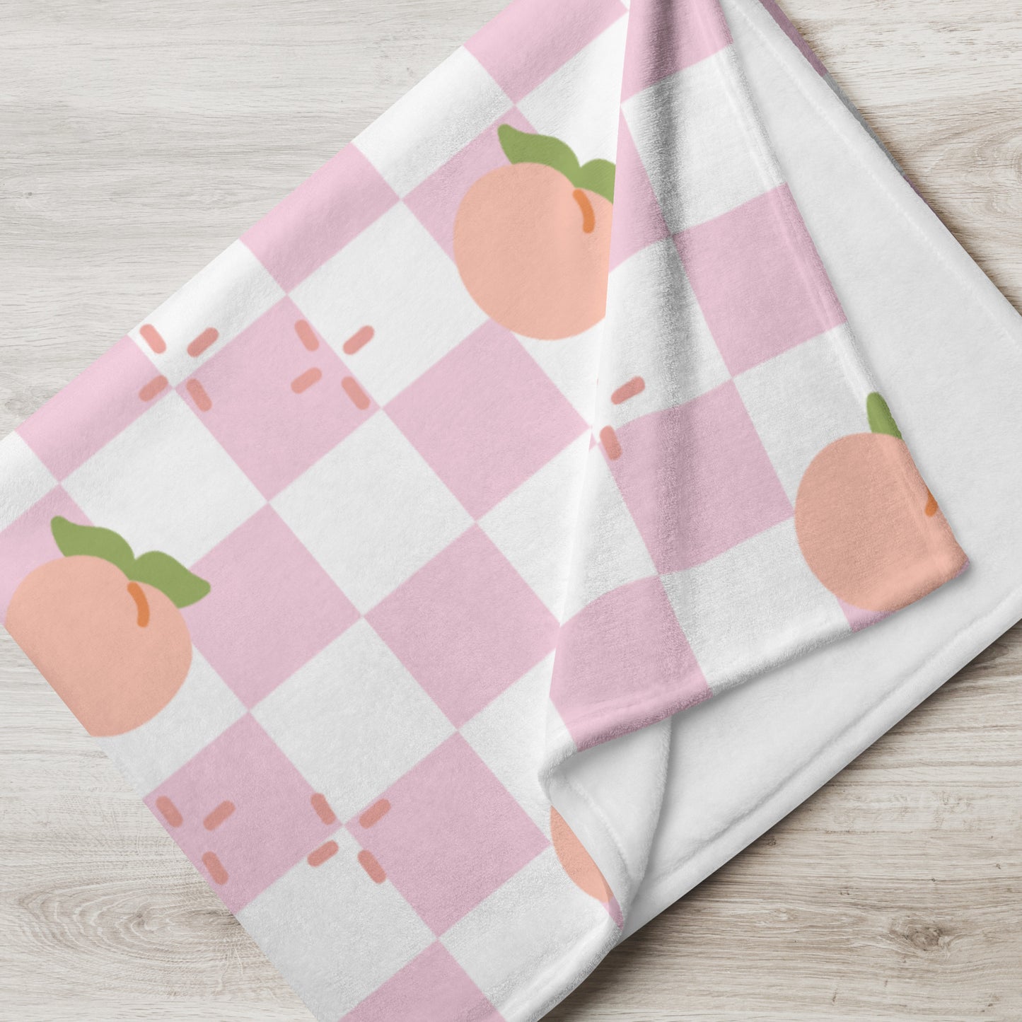 Cute Retro Pink Peach Checker Y2K 90's Plaid Throw Blanket