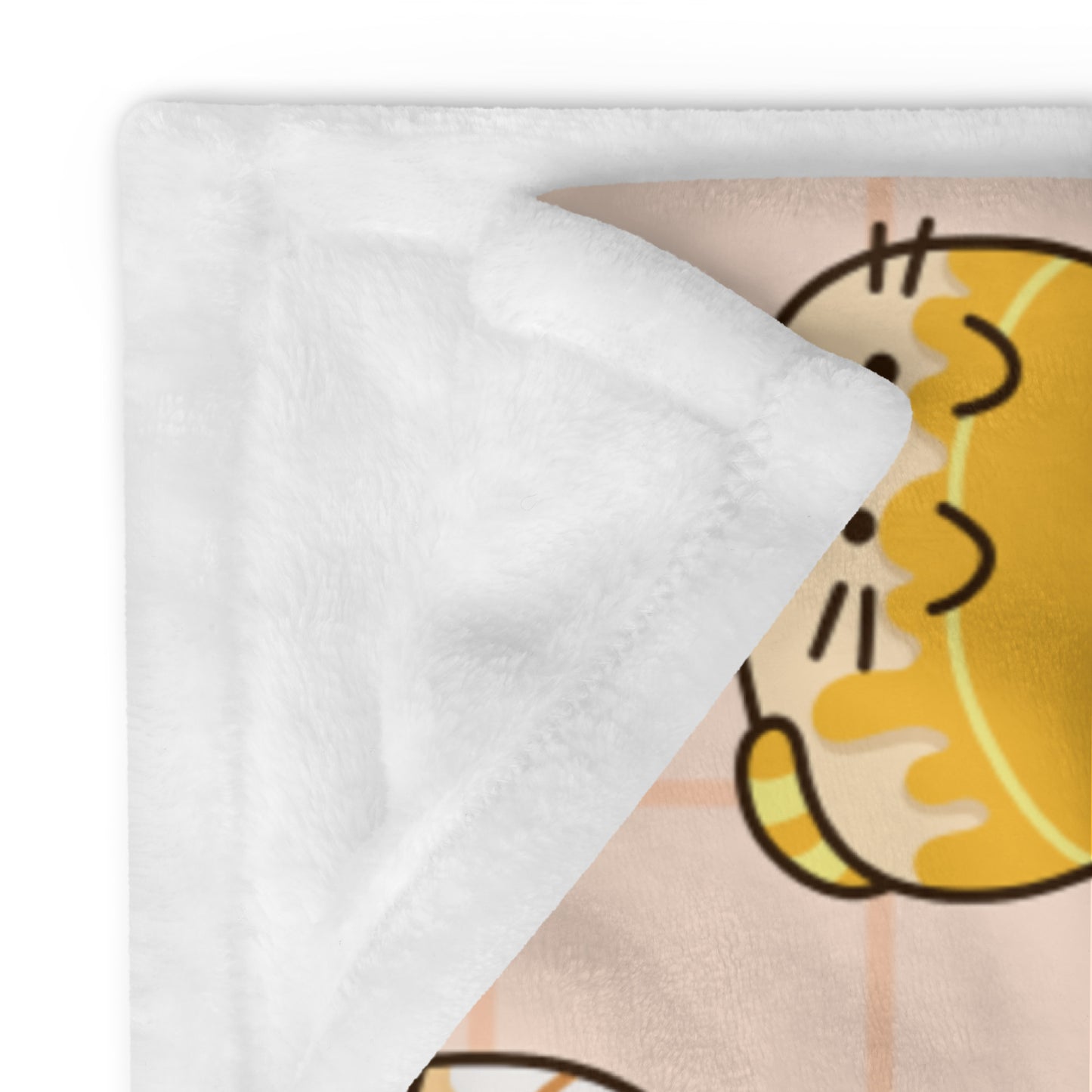 Adorable Cinnamon Roll Cat Cartoon Cute Soft Yellow Throw Blanket