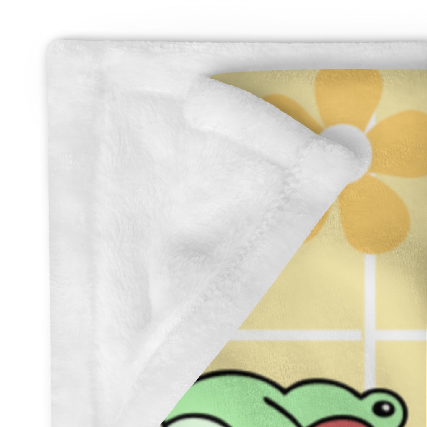 Adorable Happy Frog Kawaii Cartoon Anime Frog Yellow Soft Throw Blanket