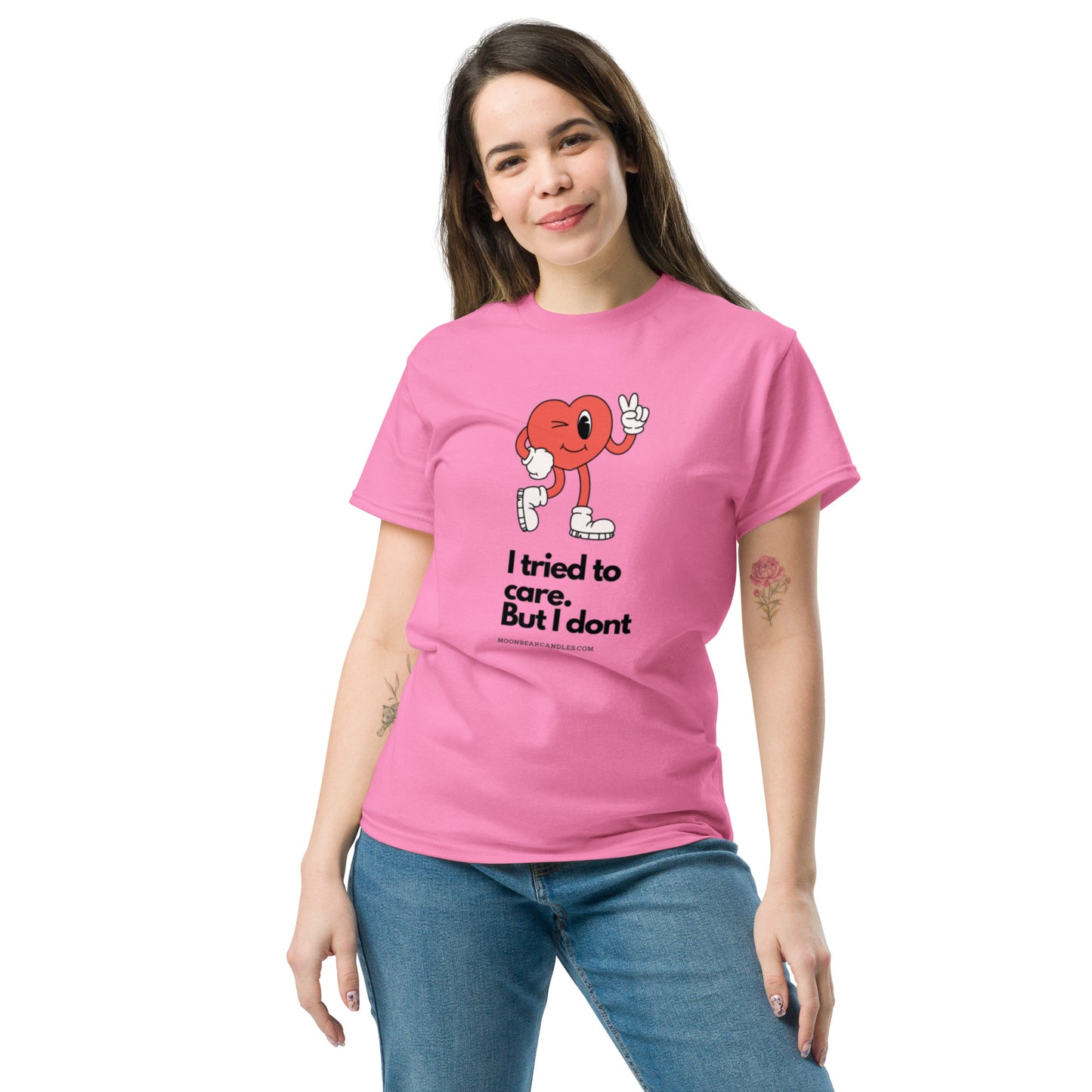 Cute Funny I Don't Care Retro Heart T Shirt