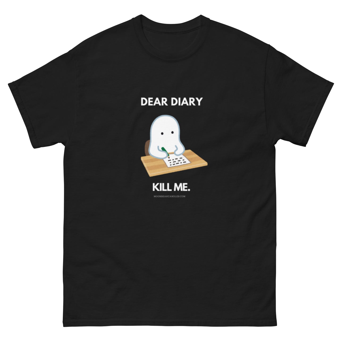 Cute Ghost Diary Funny Dark Humor Black Shirt