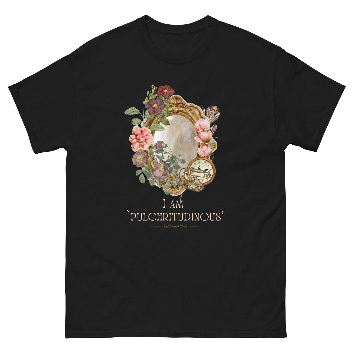 Beautiful Vintage Mirror Flowers I am Beautiful T shirt