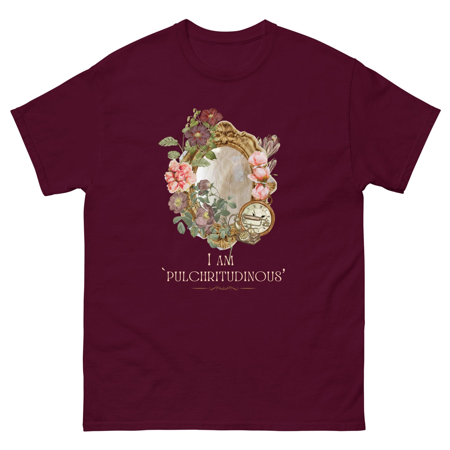 Beautiful Vintage Mirror Flowers I am Beautiful T shirt