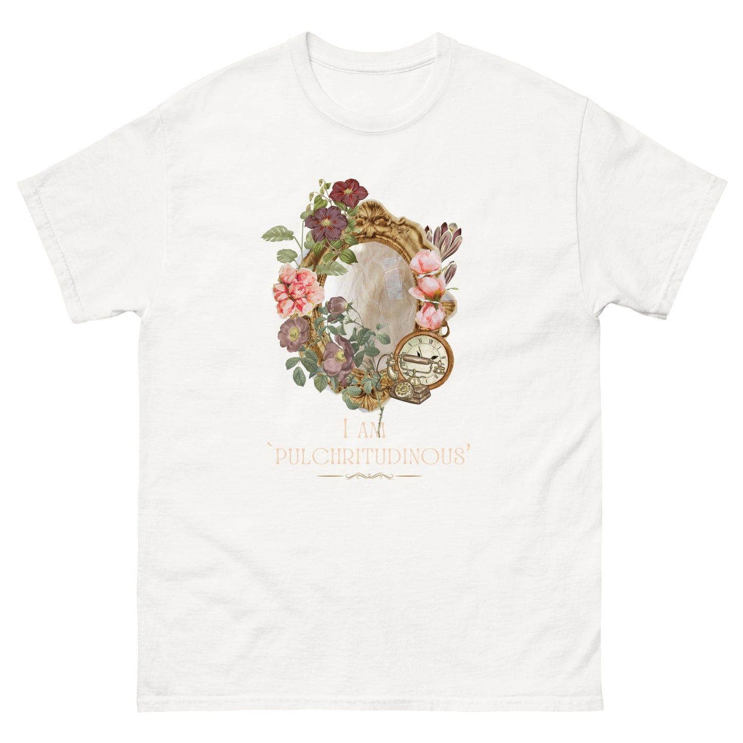 Beautiful Vintage Mirror Flowers I am Beautiful T shirt